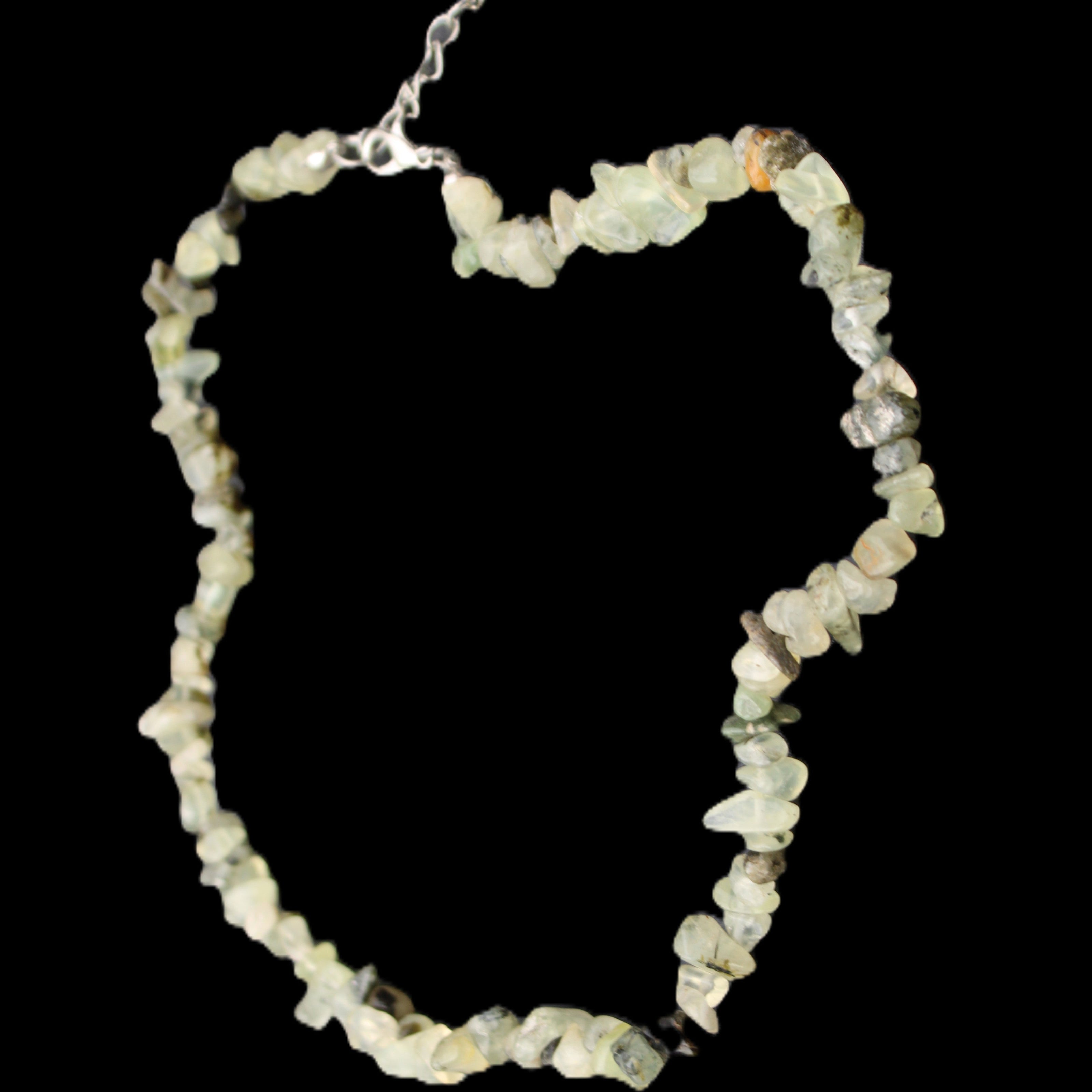 Prehnite polished chip adjustable necklace 40mm 34.6g in sunlight - Rocks and Things Store