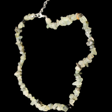 Prehnite polished chip adjustable necklace 40mm 34.6g in sunlight - Rocks and Things Store