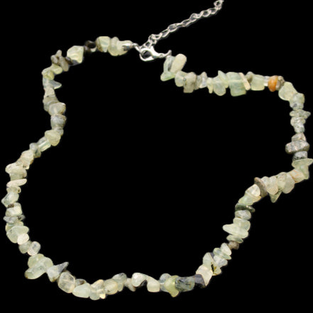 Prehnite polished chip adjustable necklace 40mm 34.6g in sunlight - Rocks and Things Store