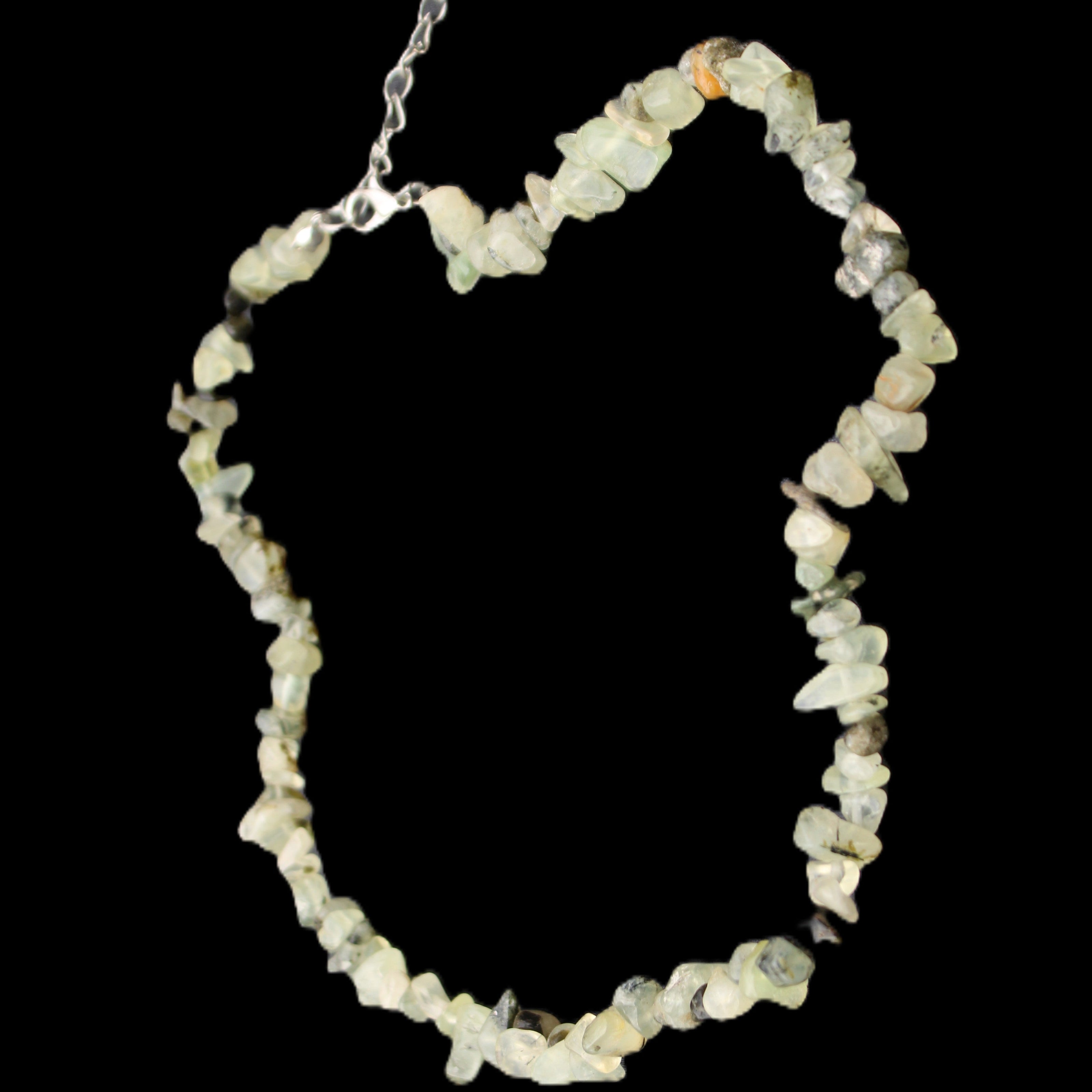 Prehnite polished chip adjustable necklace 40mm 34.6g in sunlight - Rocks and Things Store