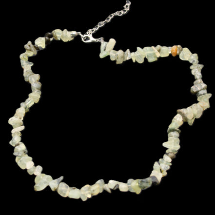 Prehnite polished chip adjustable necklace 40mm 34.6g in sunlight - Rocks and Things Store