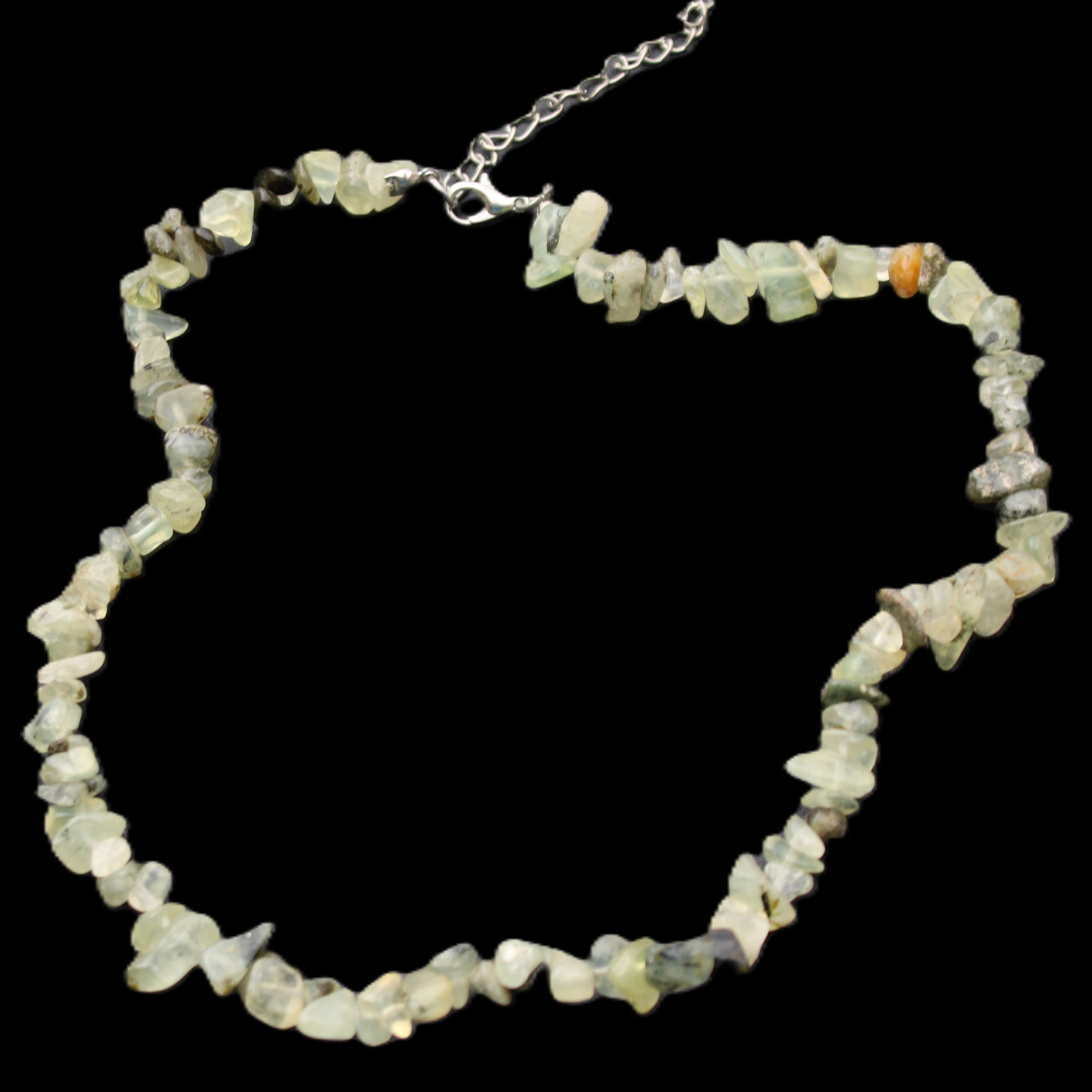 Prehnite polished chip adjustable necklace 40mm 34.6g in sunlight - Rocks and Things Store