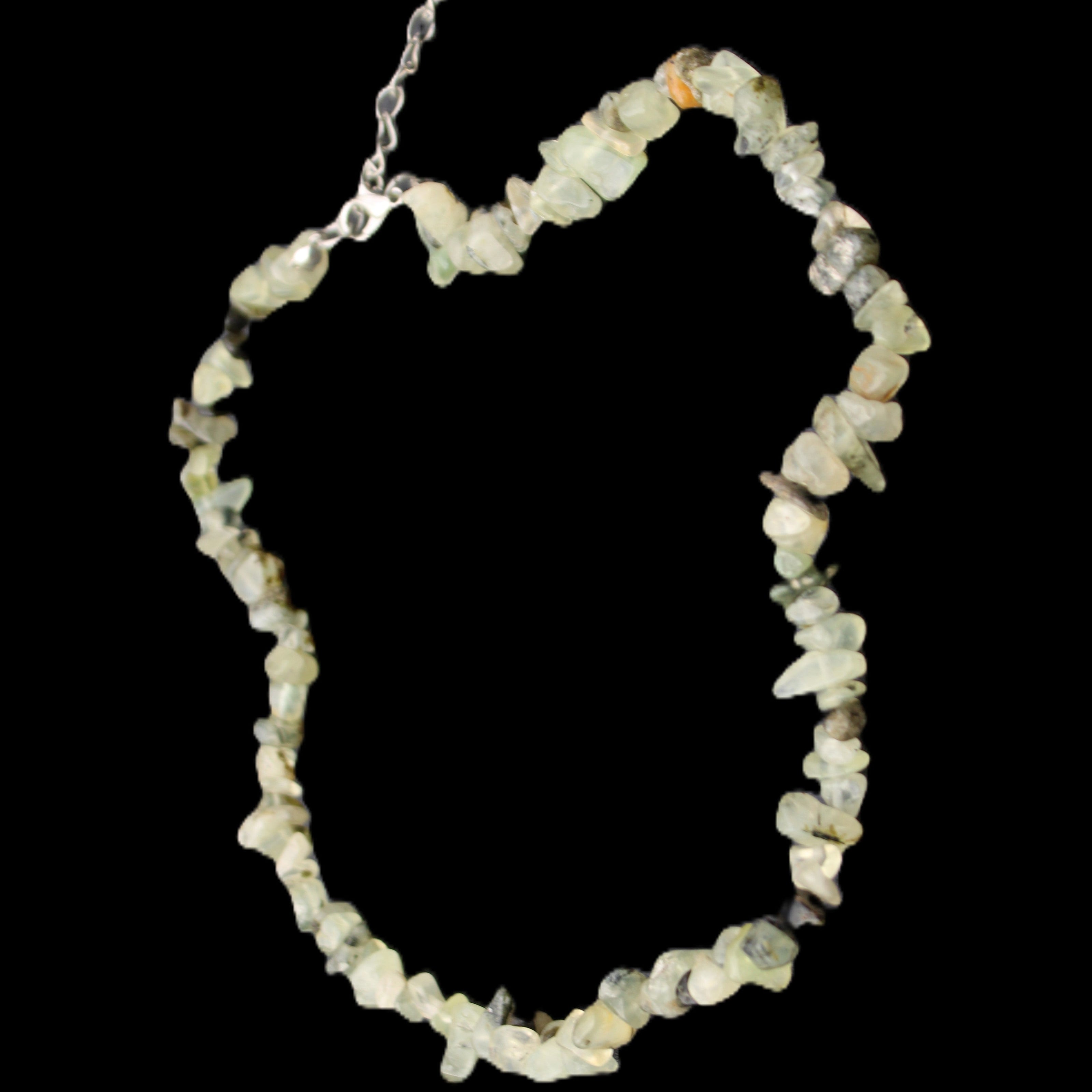 Prehnite polished chip adjustable necklace 40mm 34.6g in sunlight - Rocks and Things Store