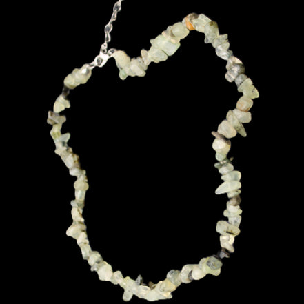 Prehnite polished chip adjustable necklace 40mm 34.6g in sunlight - Rocks and Things Store