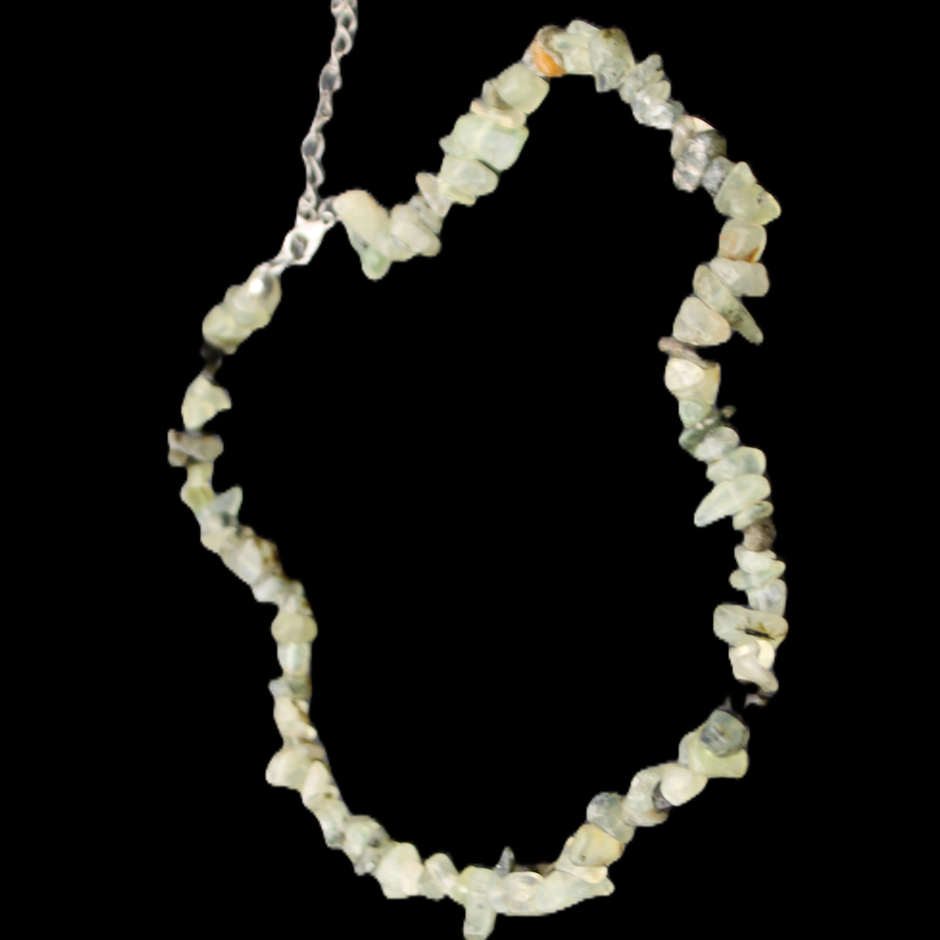 Prehnite polished chip adjustable necklace 40mm 34.6g in sunlight - Rocks and Things Store