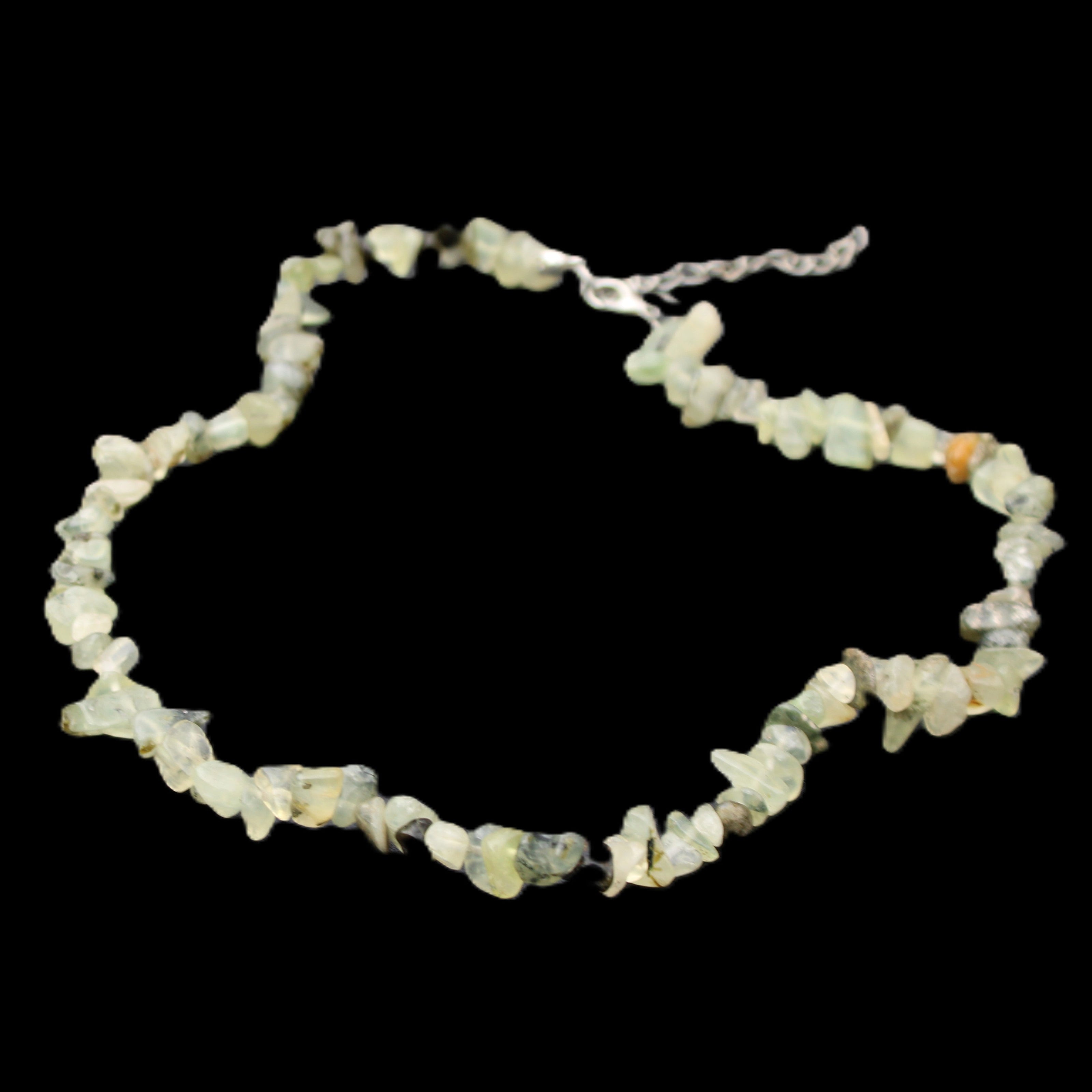 Prehnite polished chip adjustable necklace 40mm 34.6g in sunlight - Rocks and Things Store