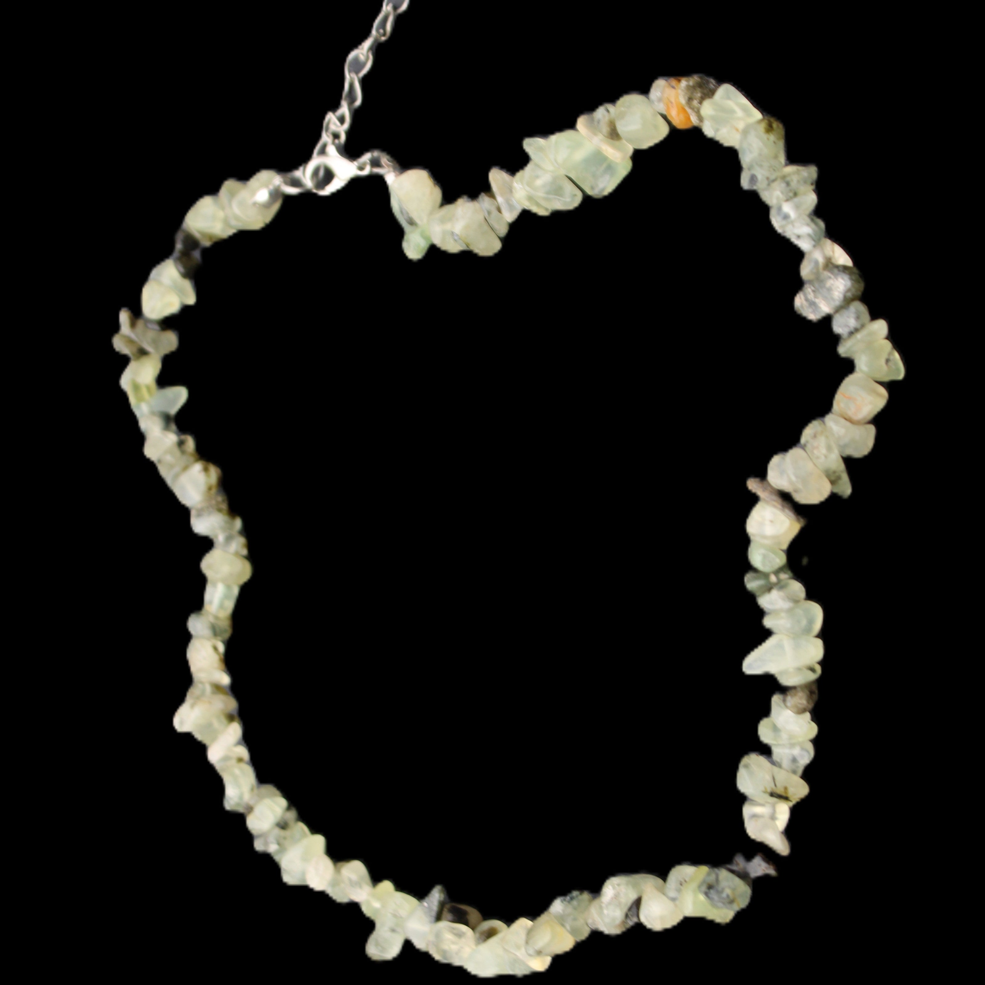 Prehnite polished chip adjustable necklace 40mm 34.6g in sunlight - Rocks and Things Store