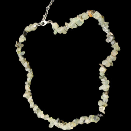 Prehnite polished chip adjustable necklace 40mm 34.6g in sunlight - Rocks and Things Store