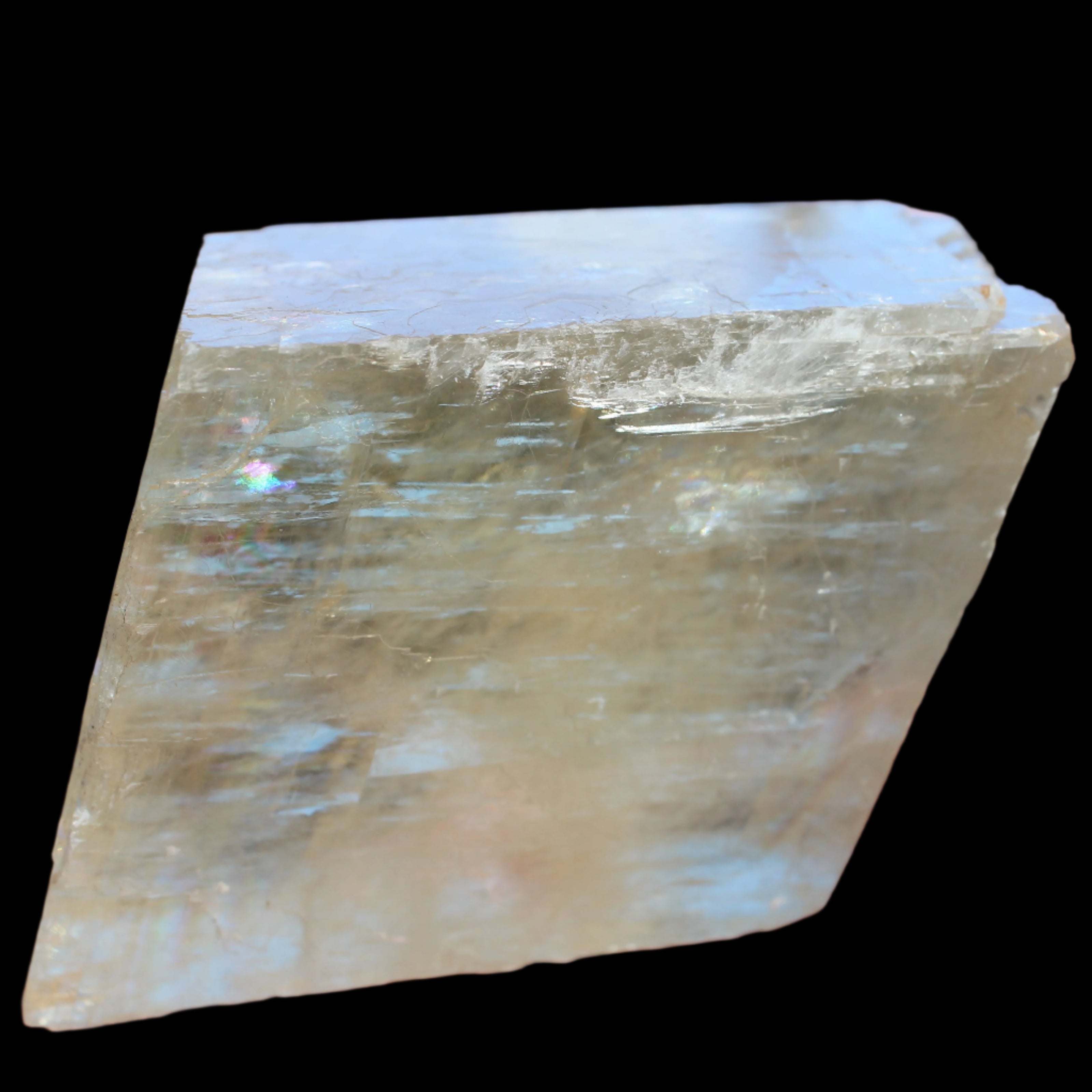 Yellow Calcite Spar crystal from  Iceland 760g in sunlight -  Rocks and Things Store