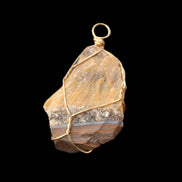 Golden Tigers Eye natural wire wrap pendant 23*14*40mm 16.5g in sunlight - Rocks and Things Store