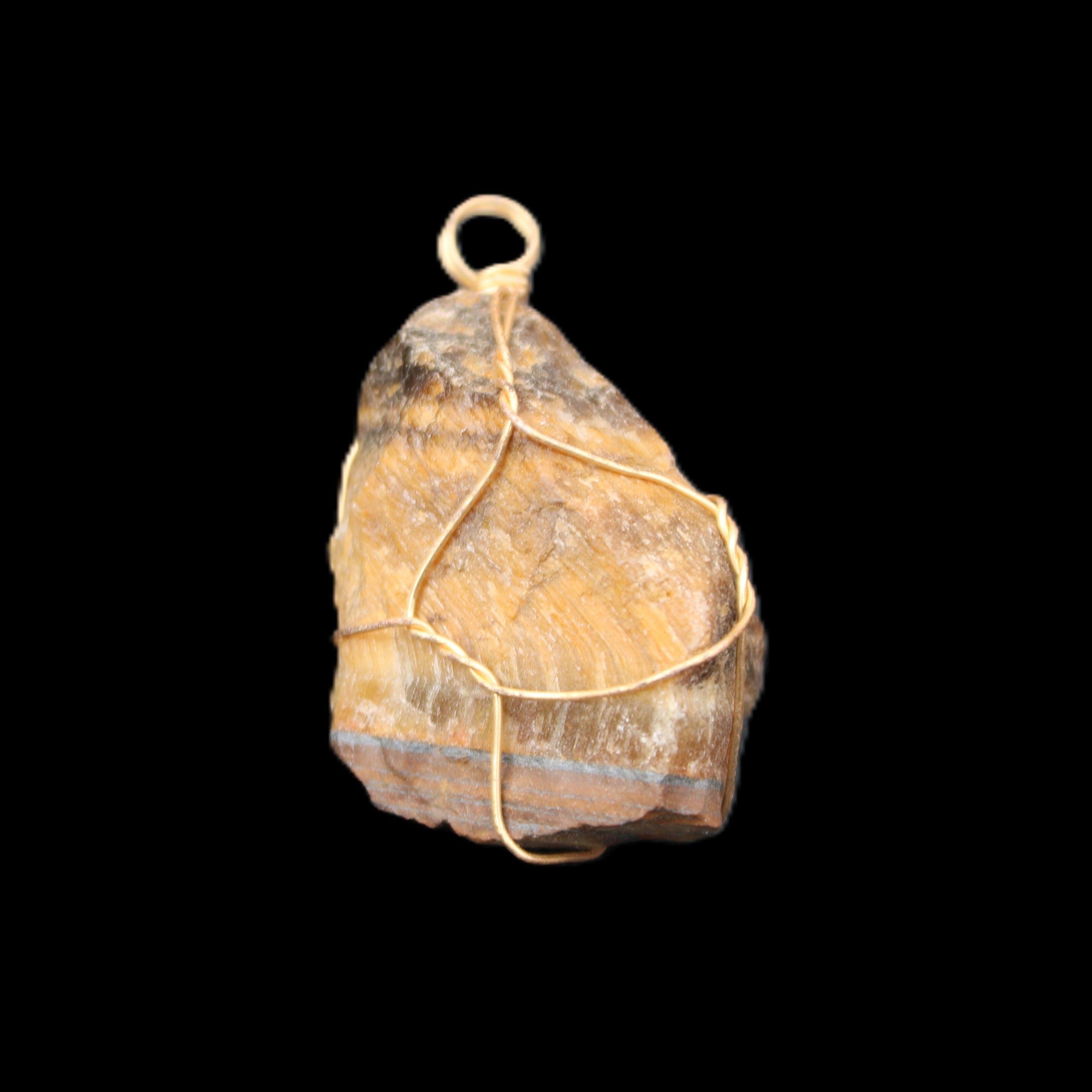 Golden Tigers Eye natural wire wrap pendant 23*14*40mm 16.5g in sunlight - Rocks and Things Store
