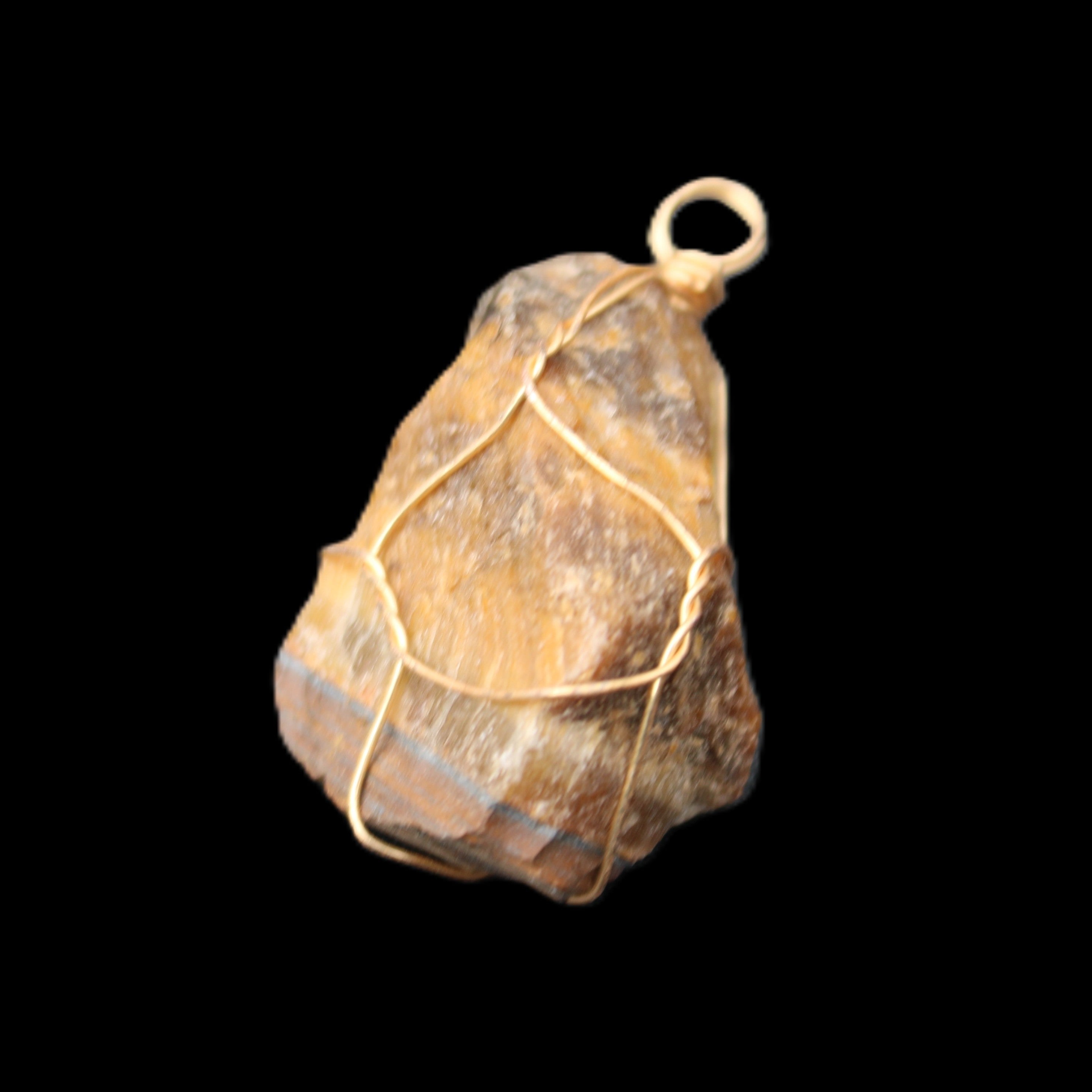Golden Tigers Eye natural wire wrap pendant 23*14*40mm 16.5g in sunlight - Rocks and Things Store