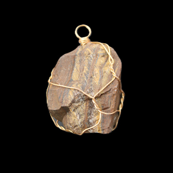 Golden Tigers Eye natural wire wrap pendant 25*17*32mm 23g in sunlight - Rocks and Things Store