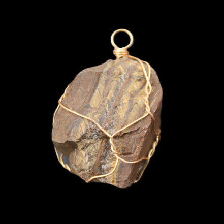Golden Tigers Eye natural wire wrap pendant 25*17*32mm 23g in sunlight - Rocks and Things Store