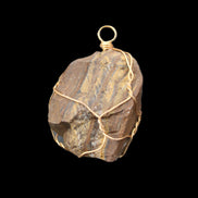 Golden Tigers Eye natural wire wrap pendant 25*17*32mm 23g in sunlight - Rocks and Things Store