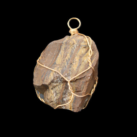 Golden Tigers Eye natural wire wrap pendant 25*17*32mm 23g in sunlight - Rocks and Things Store
