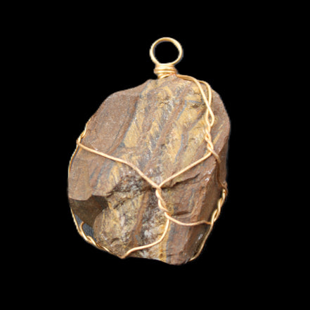 Golden Tigers Eye natural wire wrap pendant 25*17*32mm 23g in sunlight - Rocks and Things Store