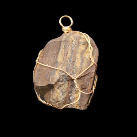 Golden Tigers Eye natural wire wrap pendant 25*17*32mm 23g in sunlight - Rocks and Things Store
