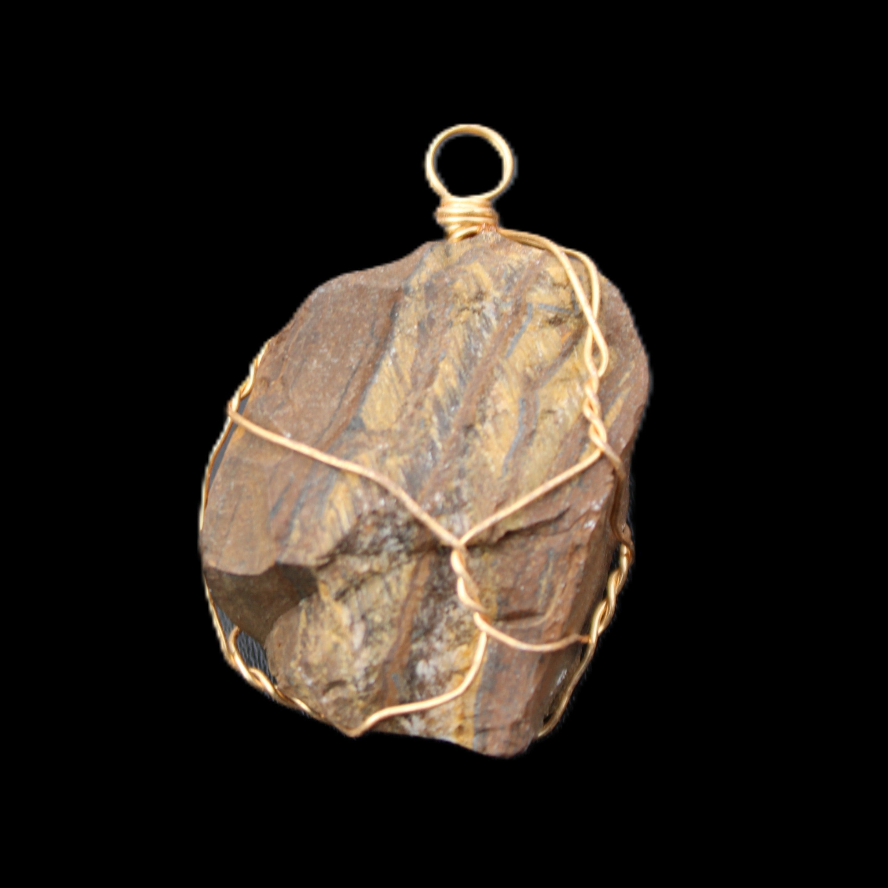 Golden Tigers Eye natural wire wrap pendant 25*17*32mm 23g in sunlight - Rocks and Things Store