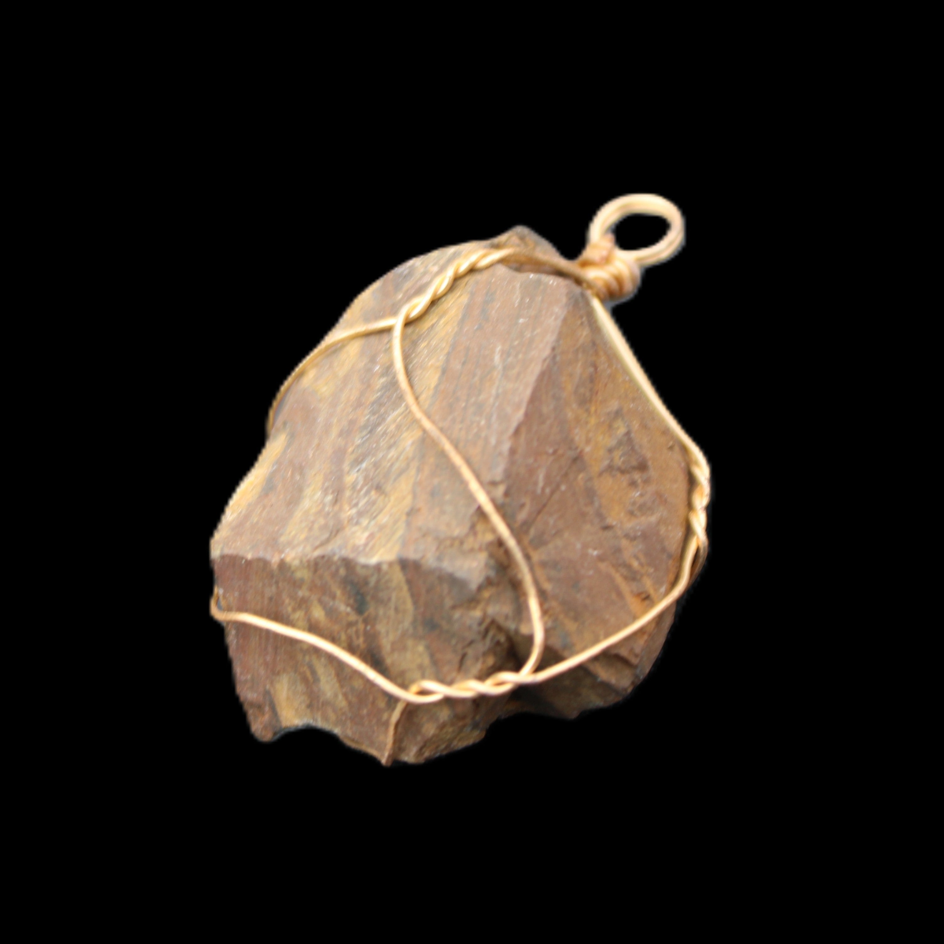 Golden Tigers Eye natural wire wrap pendant 25*17*32mm 23g in sunlight - Rocks and Things Store