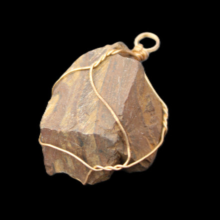 Golden Tigers Eye natural wire wrap pendant 25*17*32mm 23g in sunlight - Rocks and Things Store