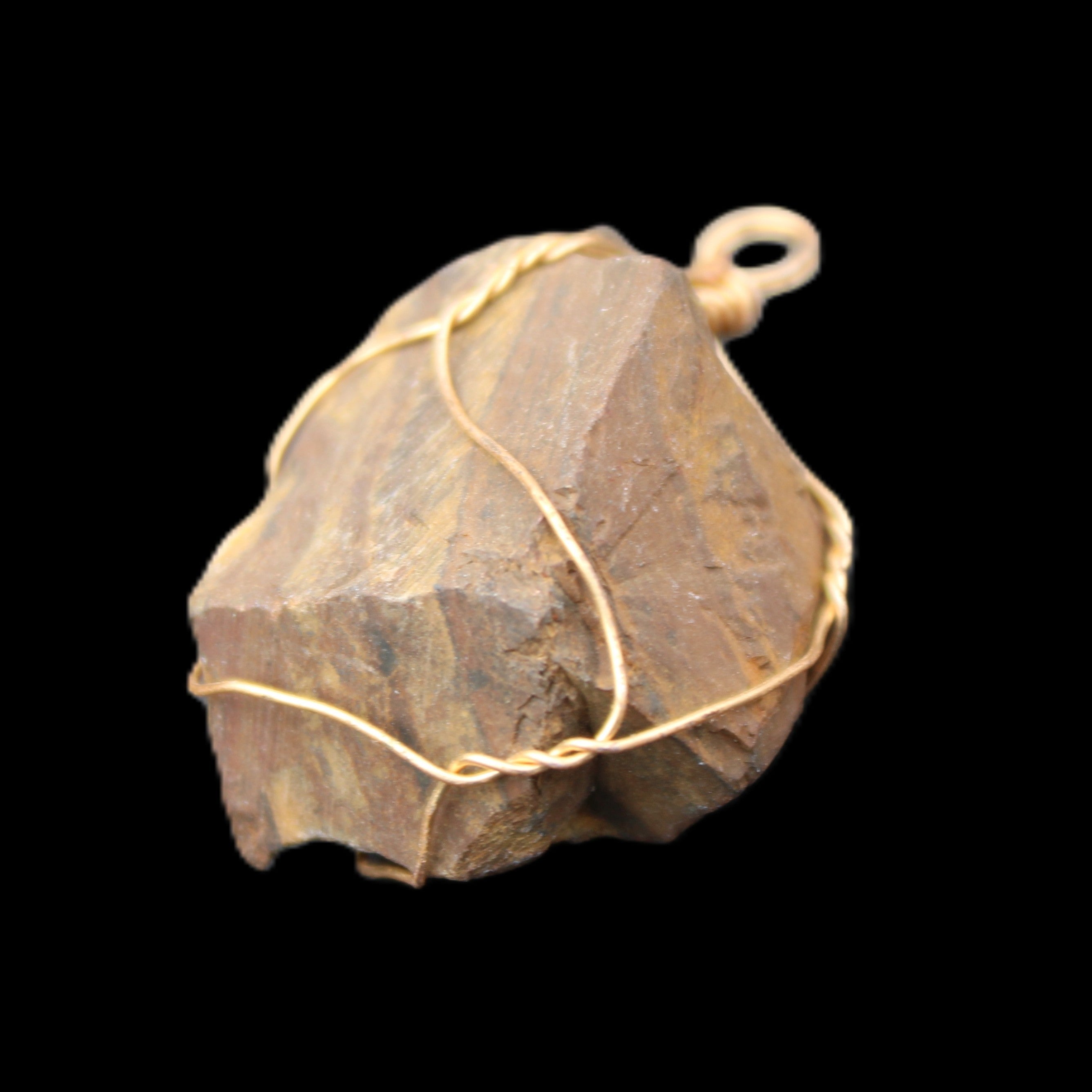 Golden Tigers Eye natural wire wrap pendant 25*17*32mm 23g in sunlight - Rocks and Things Store