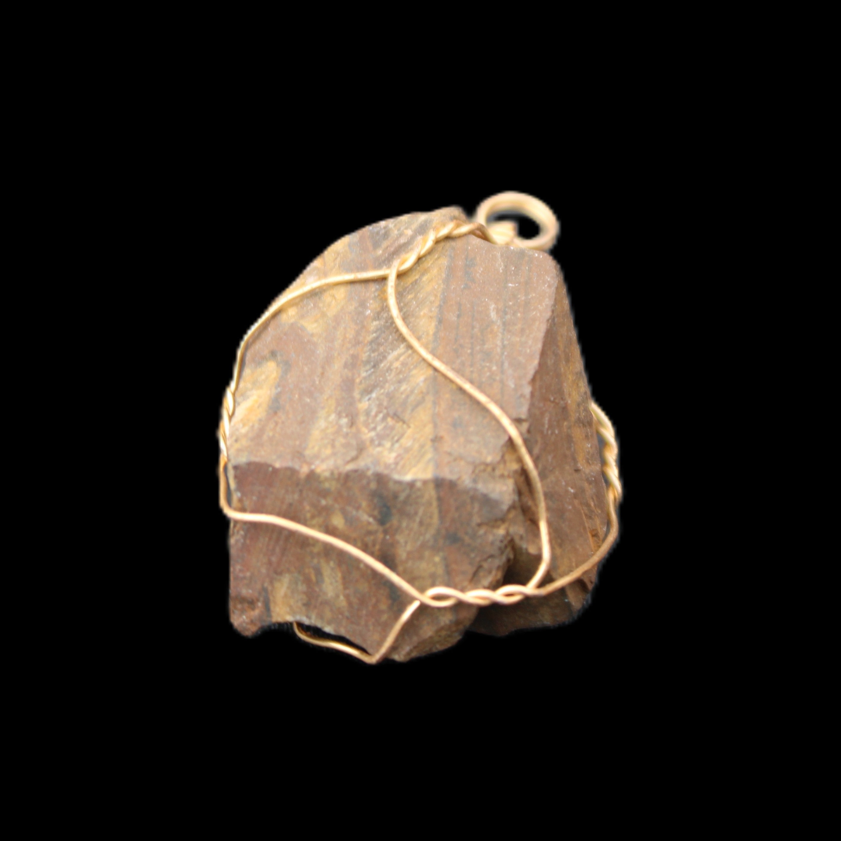 Golden Tigers Eye natural wire wrap pendant 25*17*32mm 23g in sunlight - Rocks and Things Store