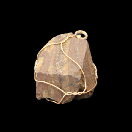 Golden Tigers Eye natural wire wrap pendant 25*17*32mm 23g in sunlight - Rocks and Things Store