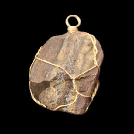 Golden Tigers Eye natural wire wrap pendant 25*17*32mm 23g in sunlight - Rocks and Things Store