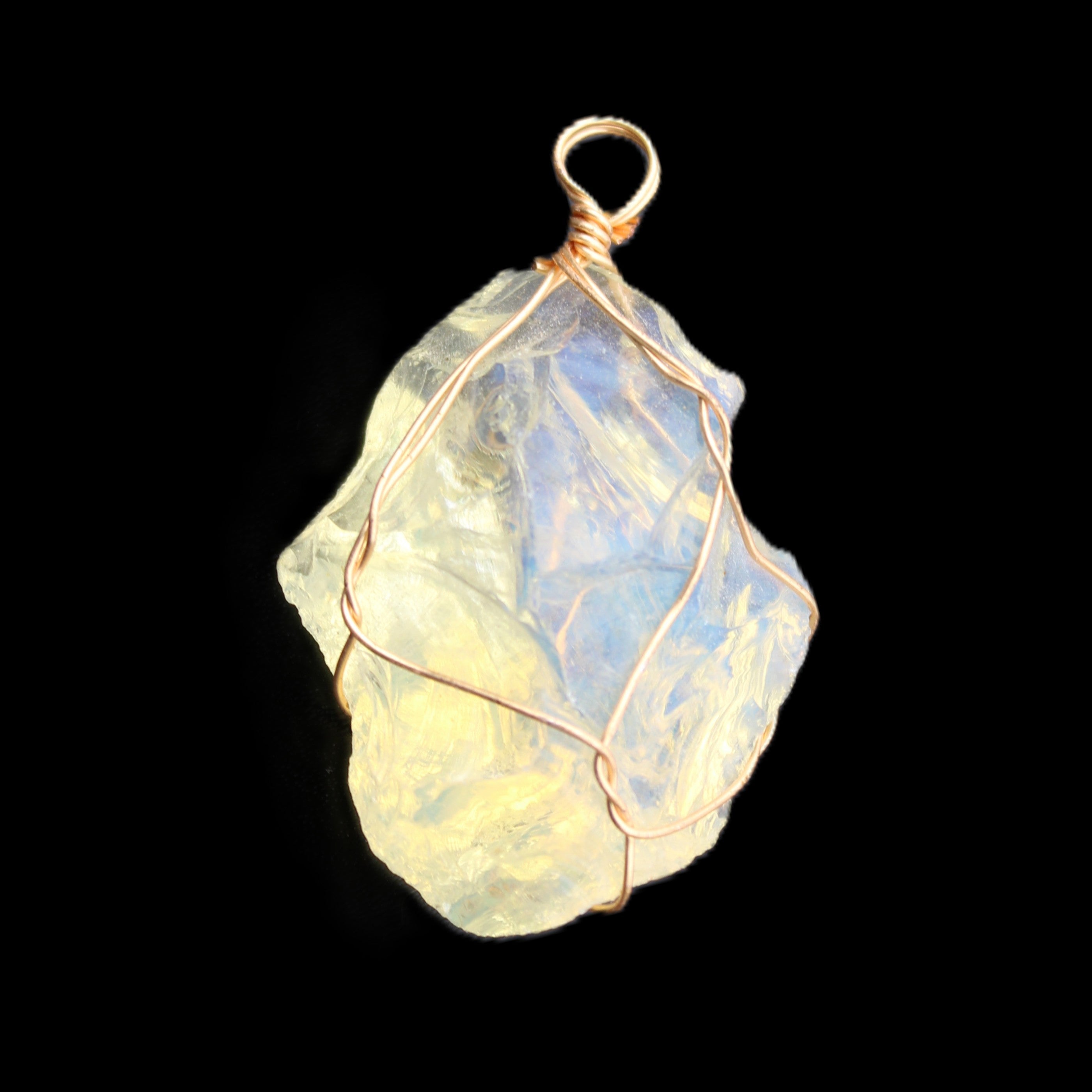 Opalite wire-wrap pendant 25*12*28mm 7.5g in sunlight - Rocks and Things Store