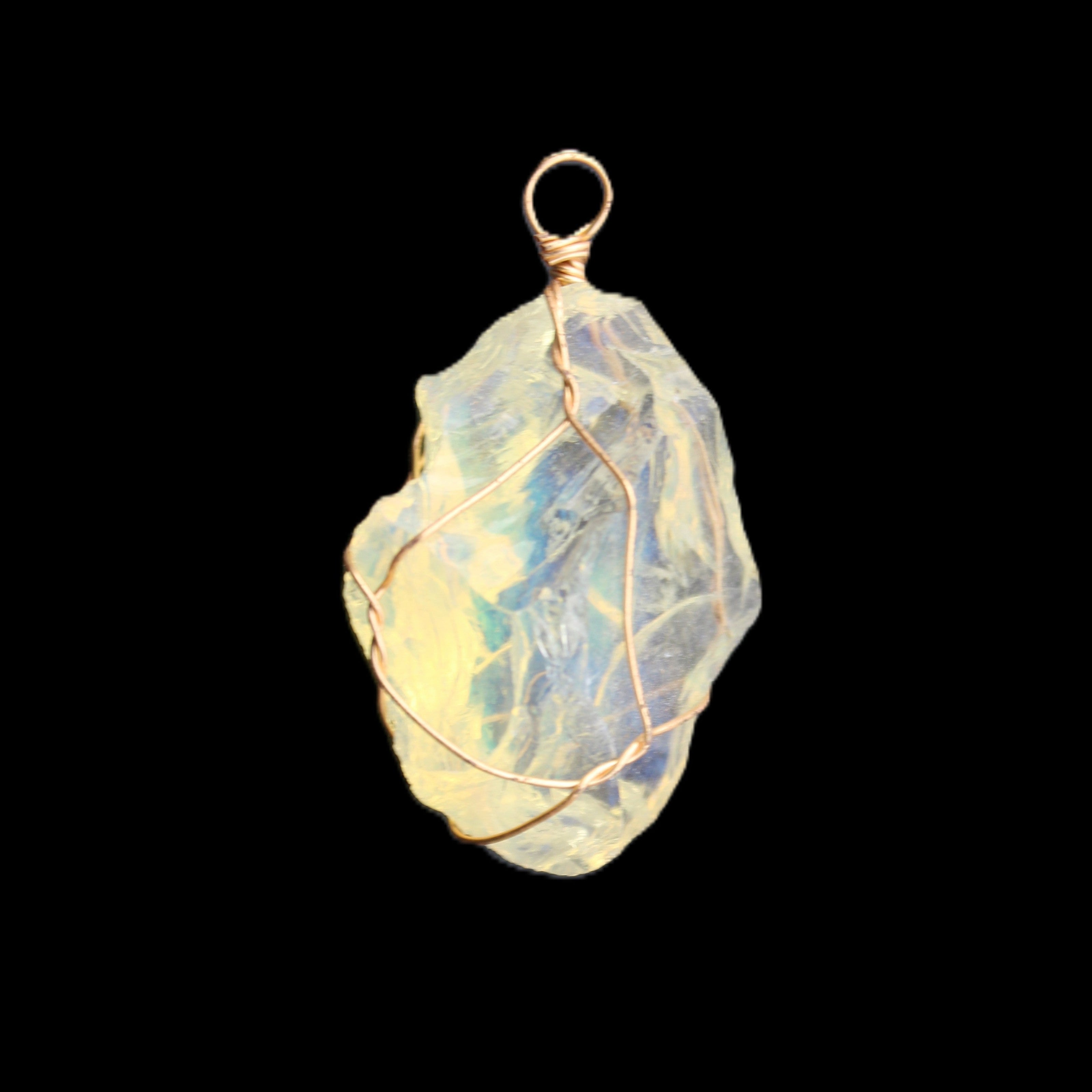Opalite wire-wrap pendant 25*12*28mm 7.5g in sunlight - Rocks and Things Store