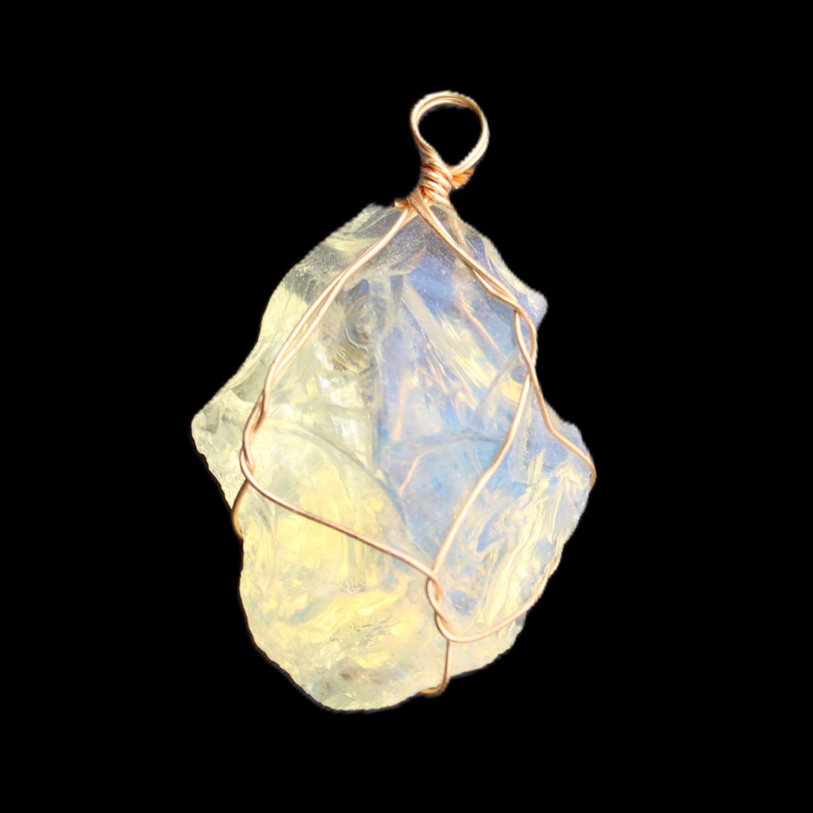 Opalite wire-wrap pendant 25*12*28mm 7.5g in sunlight - Rocks and Things Store
