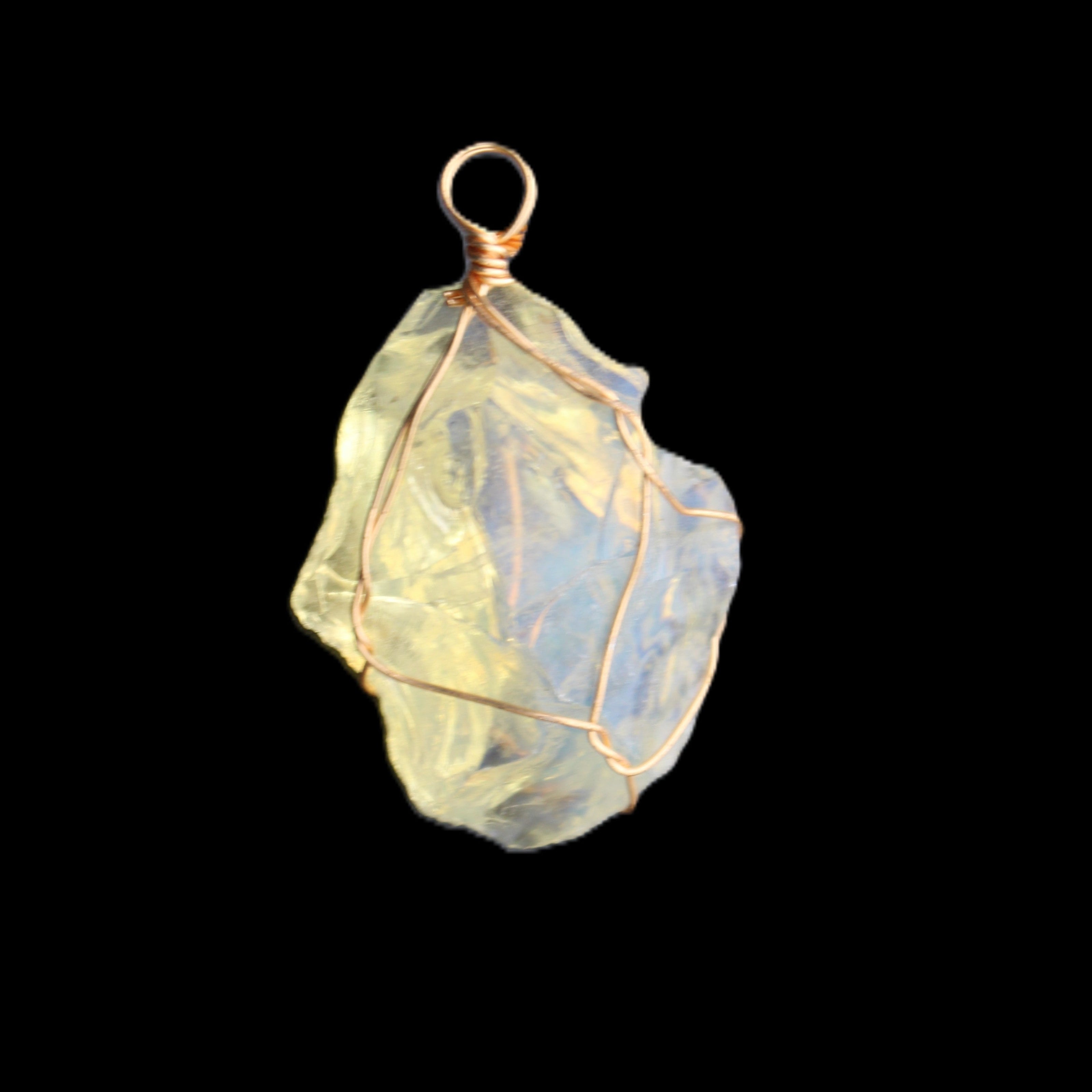 Opalite wire-wrap pendant 25*12*28mm 7.5g in sunlight - Rocks and Things Store