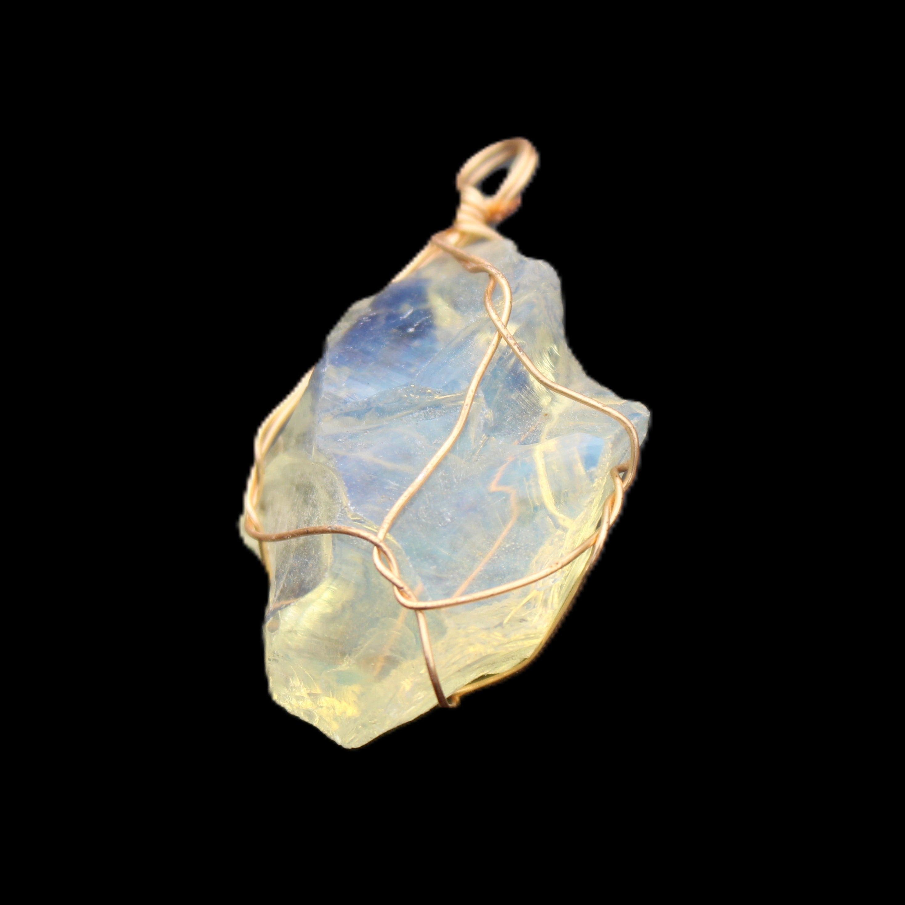 Opalite wire-wrap pendant 25*12*28mm 7.5g in sunlight - Rocks and Things Store