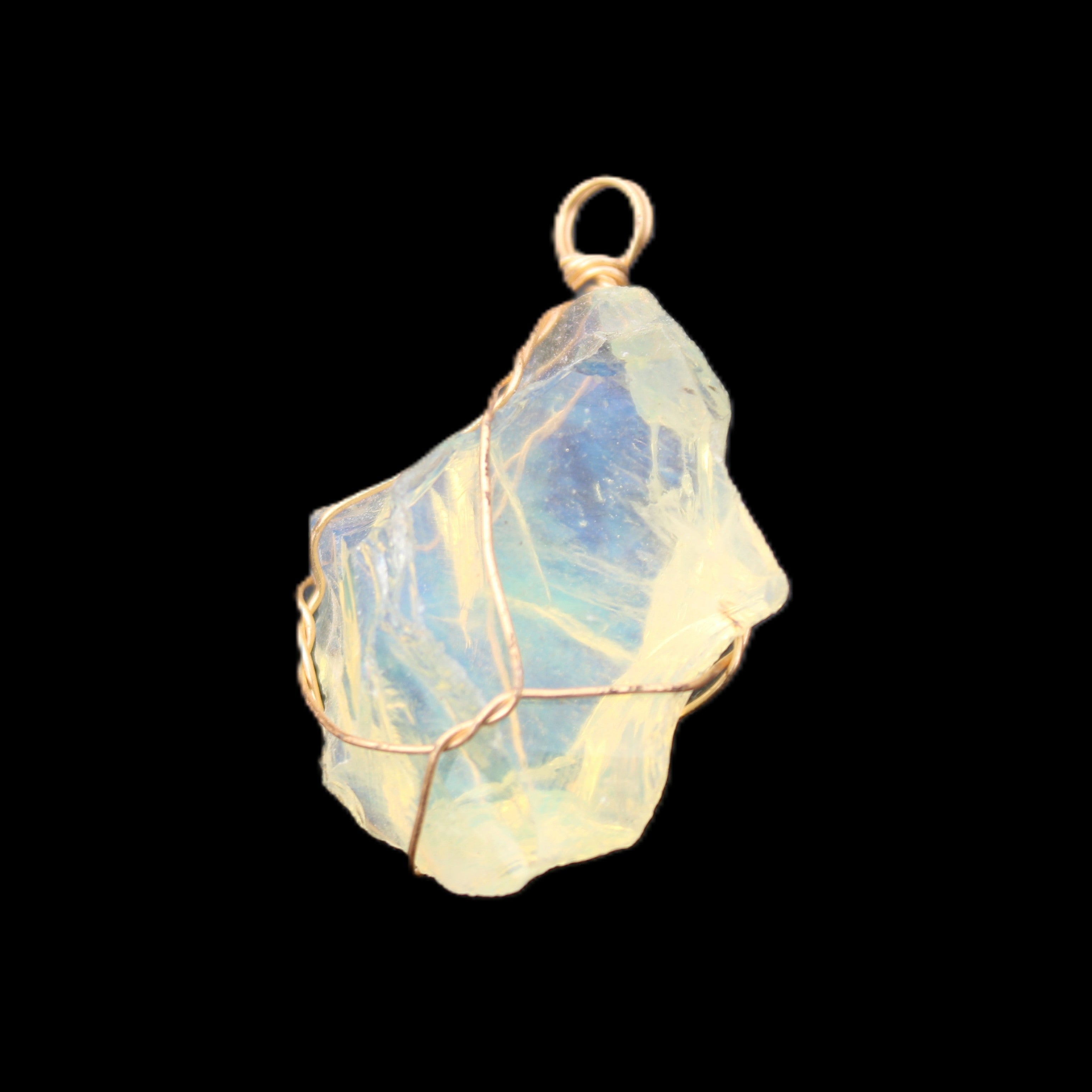 Opalite wire-wrap pendant 25*12*28mm 7.5g in sunlight - Rocks and Things Store