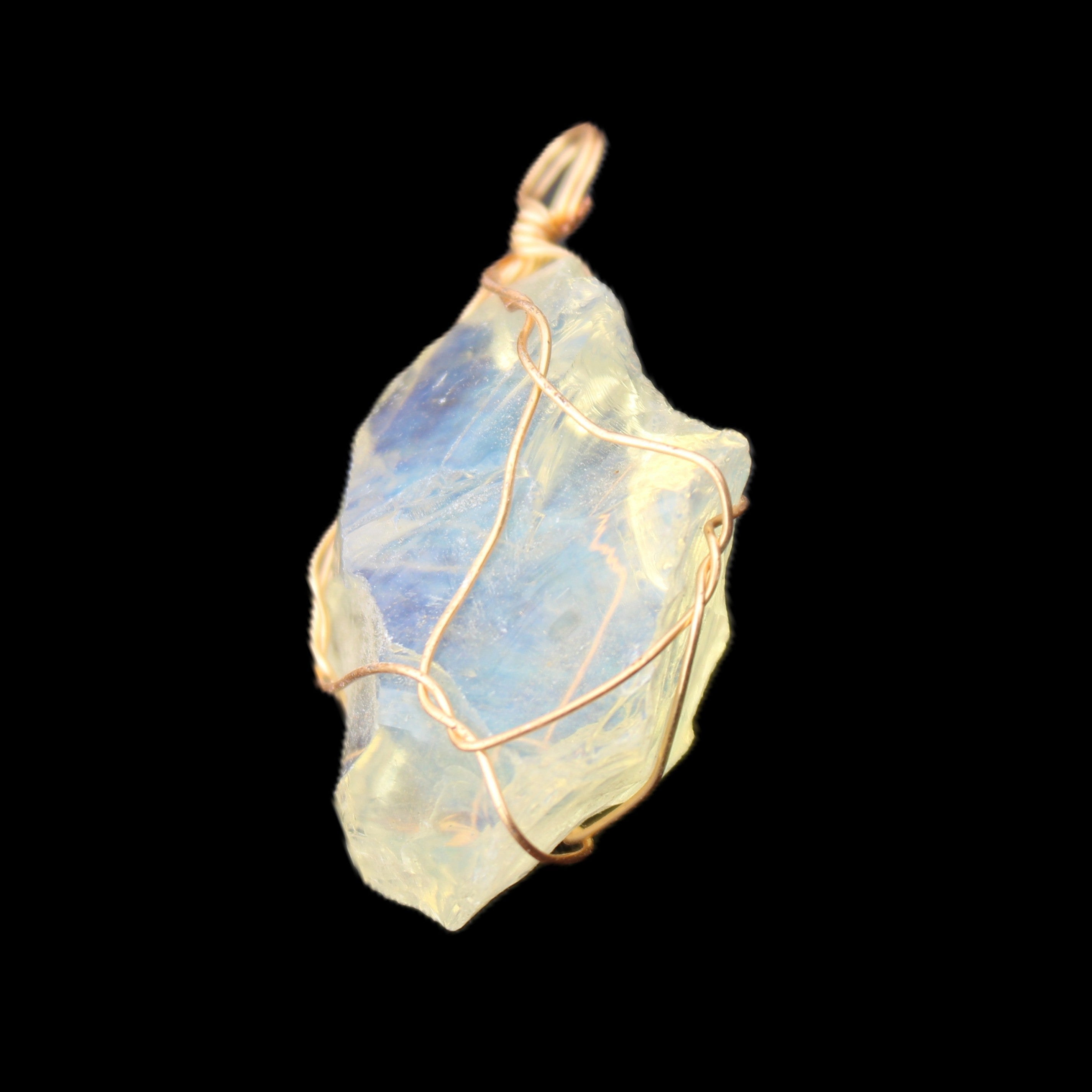 Opalite wire-wrap pendant 25*12*28mm 7.5g in sunlight - Rocks and Things Store