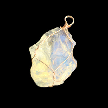 Opalite wire-wrap pendant 25*12*28mm 7.5g in sunlight - Rocks and Things Store