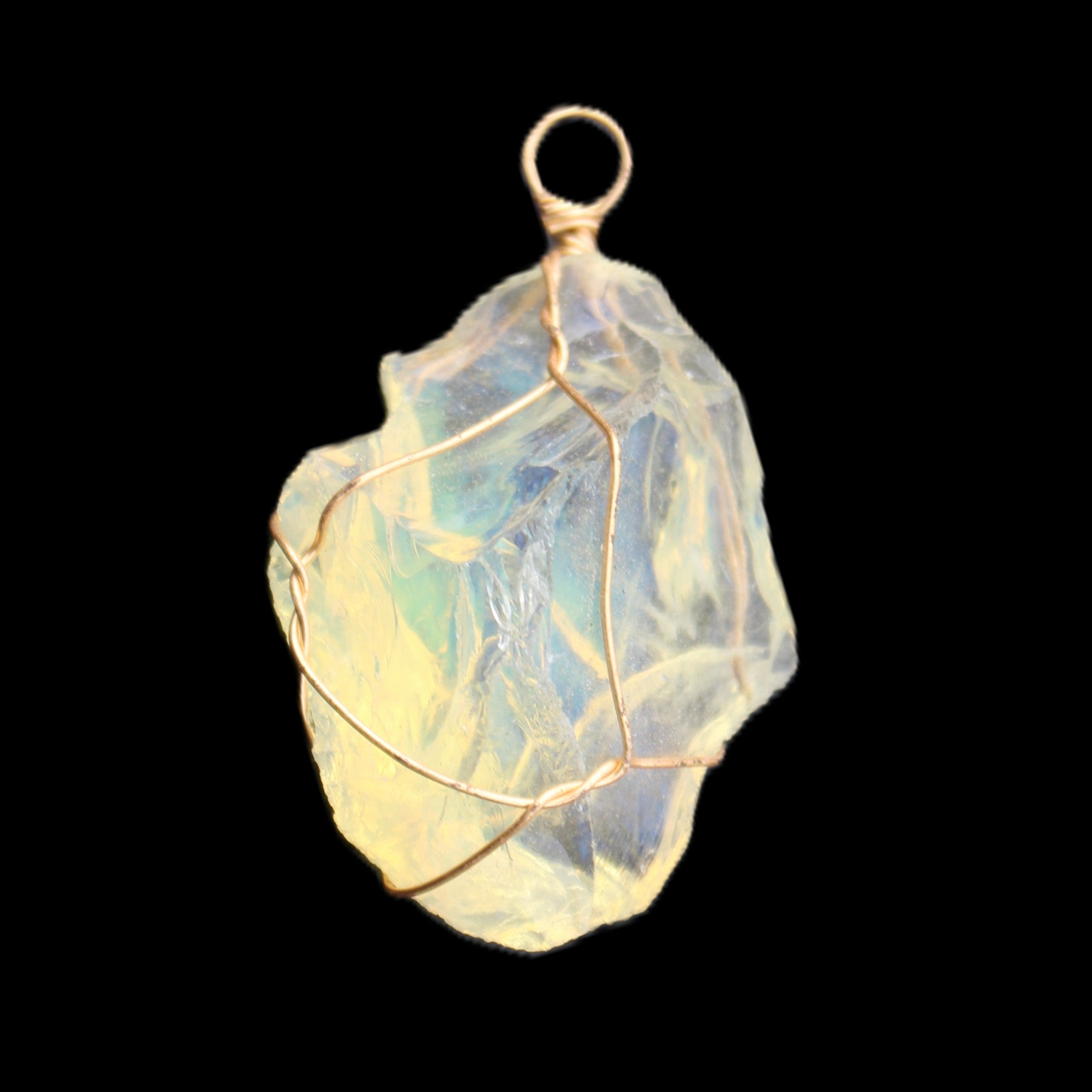 Opalite wire-wrap pendant 25*12*28mm 7.5g in sunlight - Rocks and Things Store