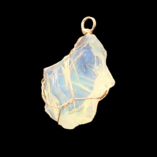 Opalite wire-wrap pendant 25*12*28mm 7.5g in sunlight - Rocks and Things Store