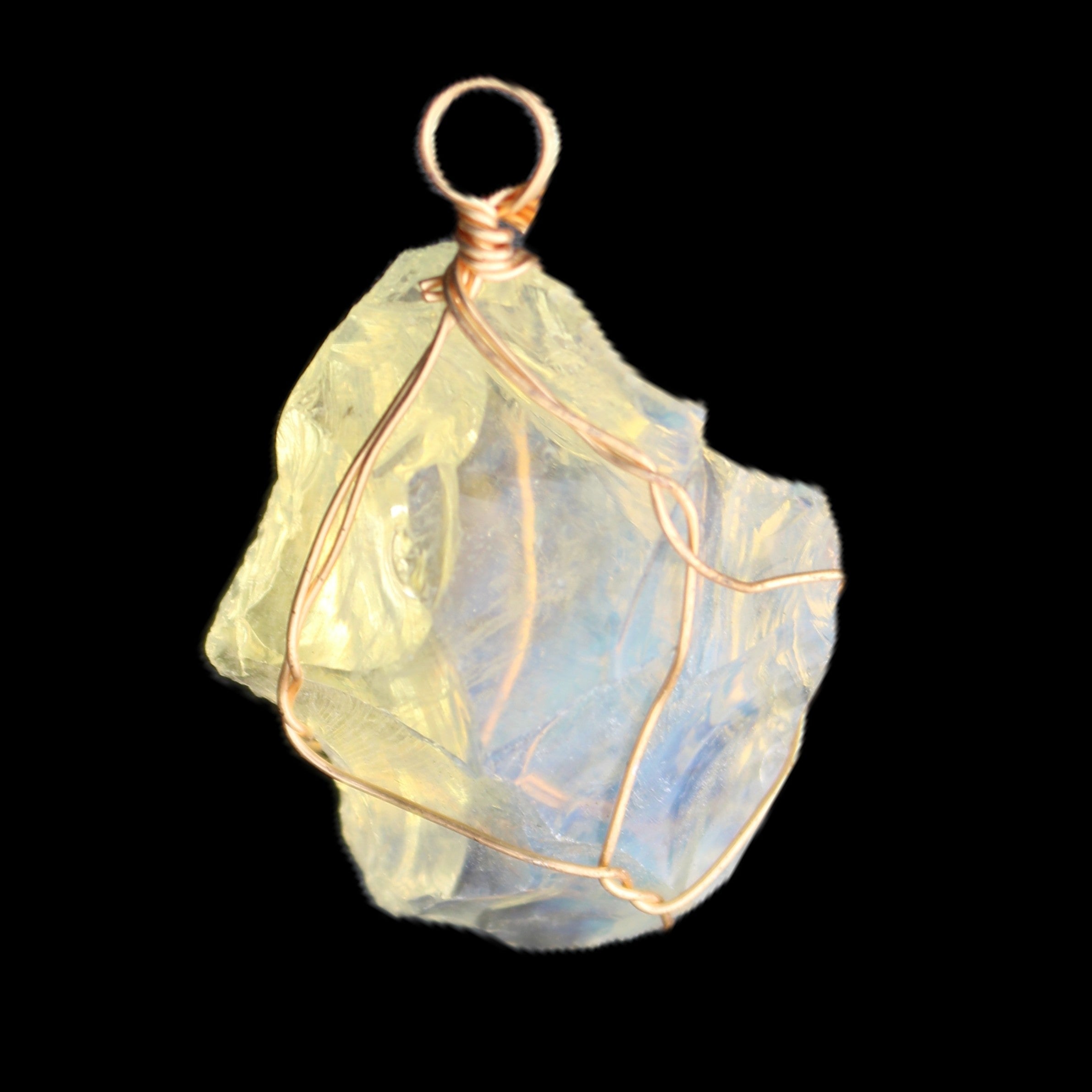Opalite wire-wrap pendant 25*12*28mm 7.5g in sunlight - Rocks and Things Store