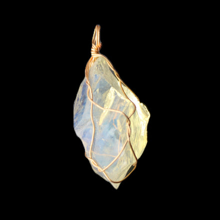 Opalite wire-wrap pendant 25*12*28mm 7.5g in sunlight - Rocks and Things Store