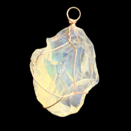 Opalite wire-wrap pendant 25*12*28mm 7.5g in sunlight - Rocks and Things Store