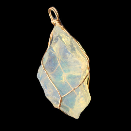 Opalite wire-wrap pendant 25*12*28mm 7.5g in sunlight - Rocks and Things Store