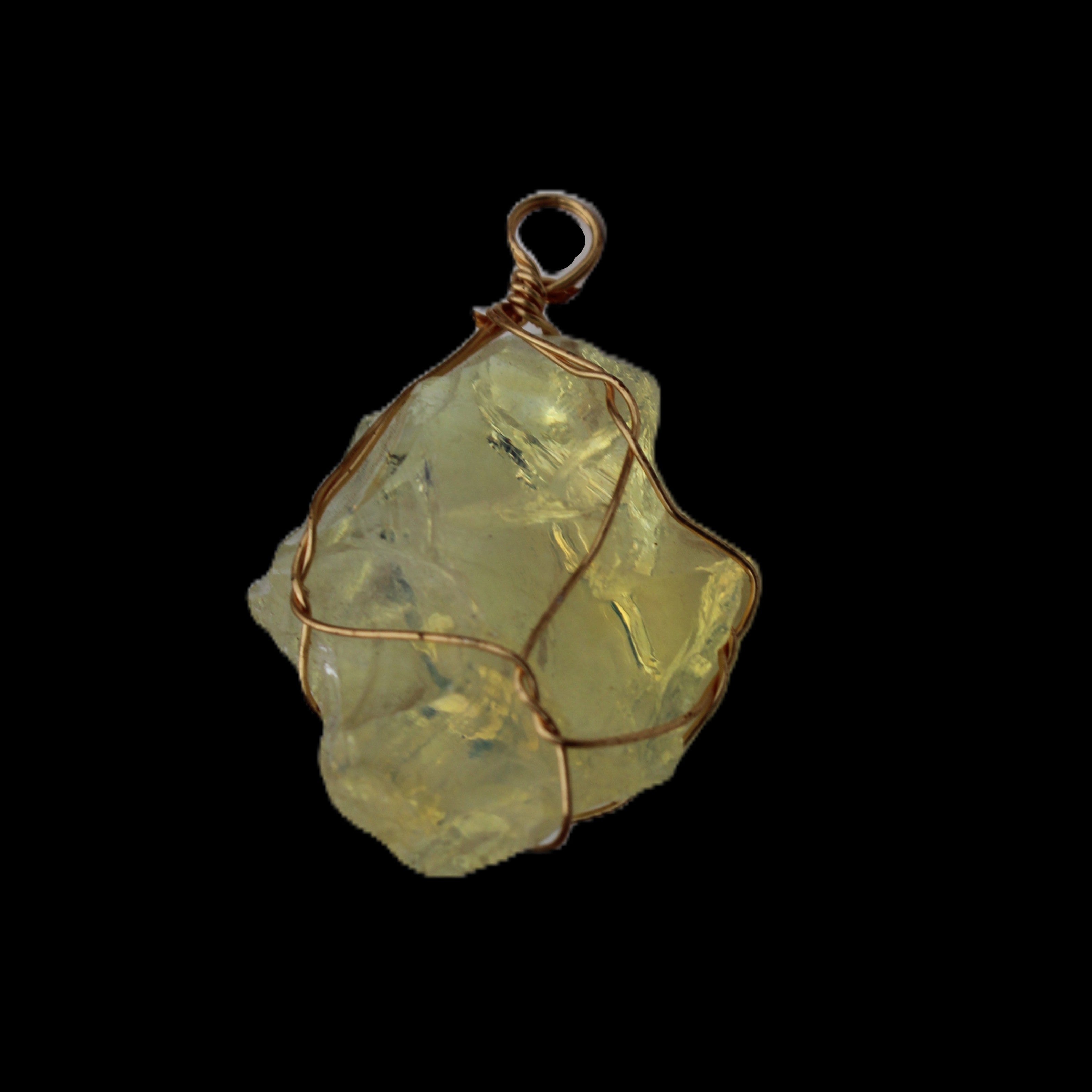 Citrine wire-wrap pendant 28*19*38mm 11.7g in sunlight - Rocks and Things Store