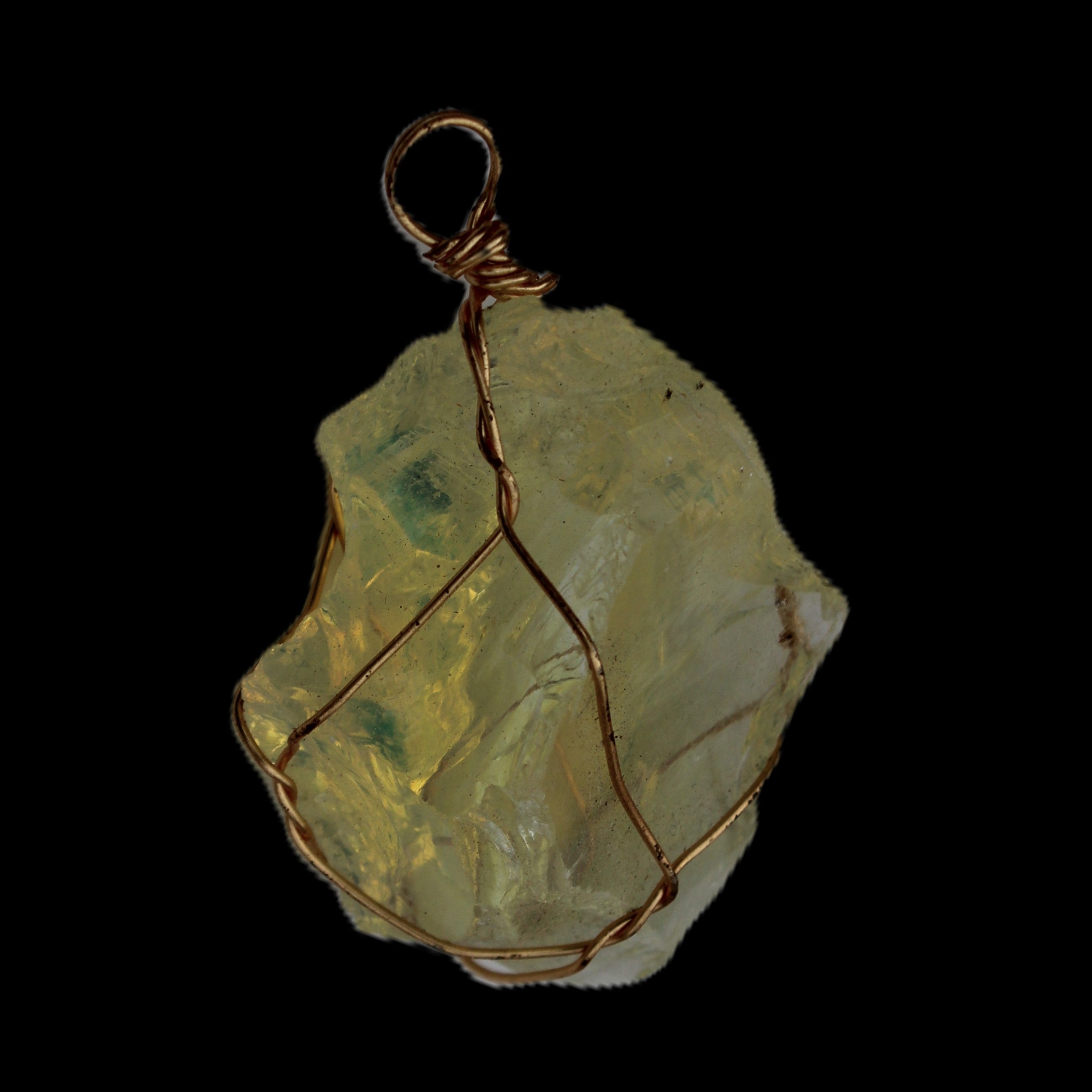 Citrine wire-wrap pendant 28*19*38mm 11.7g in sunlight - Rocks and Things Store