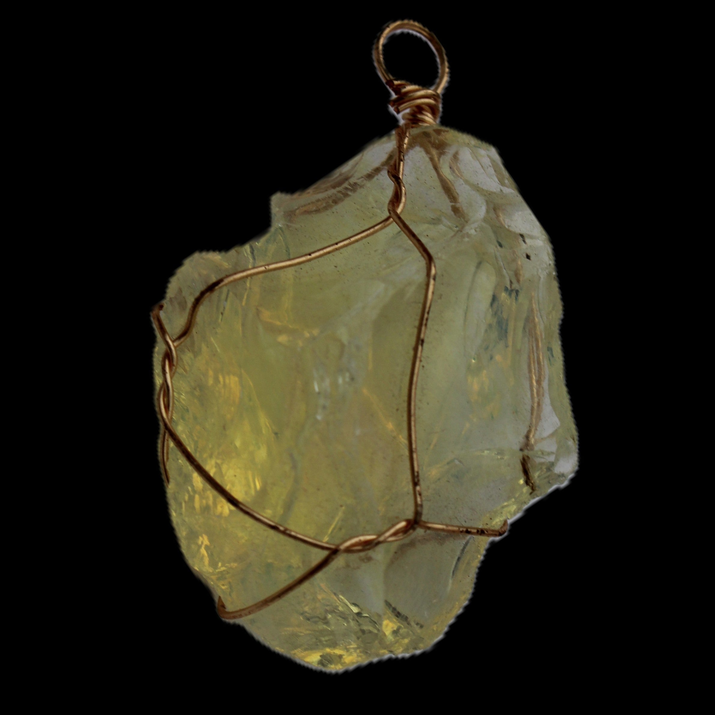 Citrine wire-wrap pendant 28*19*38mm 11.7g in sunlight - Rocks and Things Store