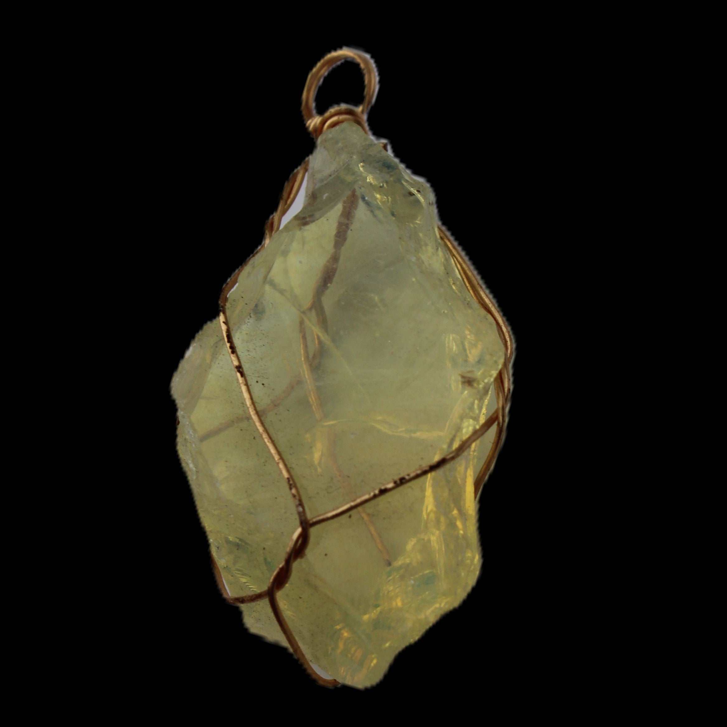 Citrine wire-wrap pendant 28*19*38mm 11.7g in sunlight - Rocks and Things Store