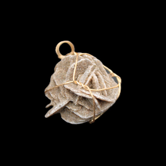 Selenite desert rose wire-wrapped pendant 16mm 5/6g in sunlight - Rocks and Things Store