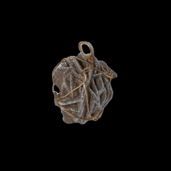 Selenite desert rose wire-wrapped pendant 16mm 5/6g in sunlight - Rocks and Things Store