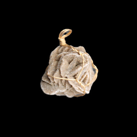 Selenite desert rose wire-wrapped pendant 16mm 5/6g in sunlight - Rocks and Things Store
